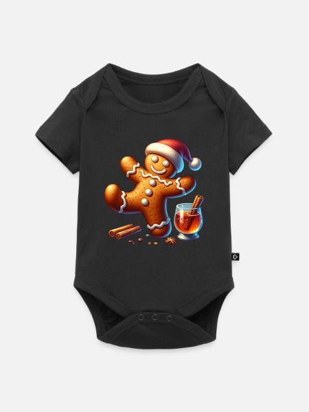 Lebkuchen Lebkuchenmann Tee Zimt Weihnachtsmütze - Baby Premium Kurzarmbody - Schwarz