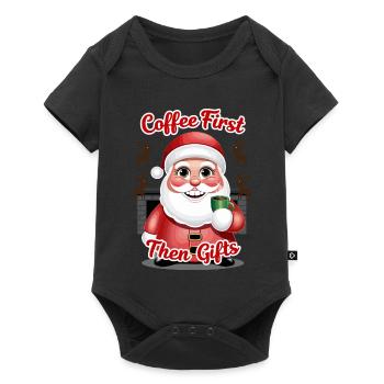 Weihnachtsmann mit Kaffee - Baby Premium Kurzarmbody - Schwarz - Vorne