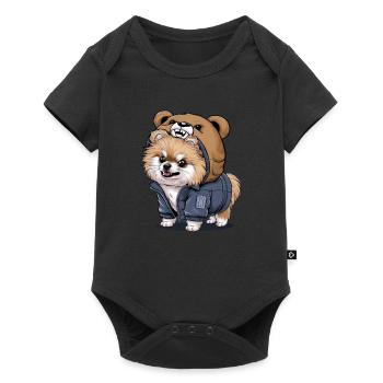 Pomeranian Spitz in cartoon look for dog owners - Baby Premium short-sleeve bodysuit - black - Front