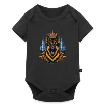 German Shepherd with Crown and Lock - Baby Premium short-sleeve bodysuit - black - Front