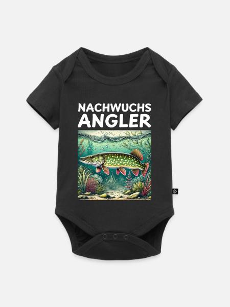 Nachwuchs Angler - Hecht - Baby Premium Kurzarmbody - Schwarz
