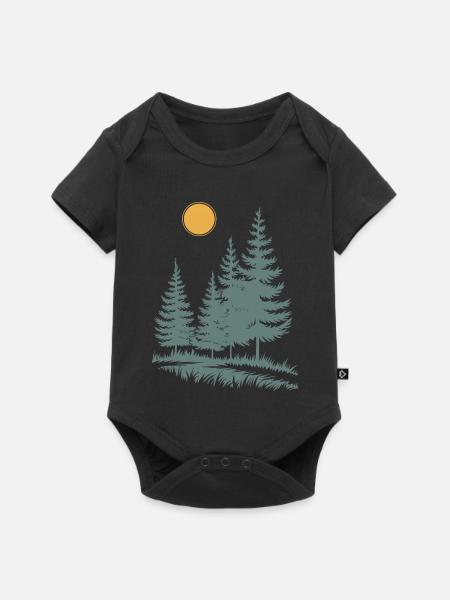 Sonnenbeschienene Kiefern-Silhouette - Baby Premium Kurzarmbody - Schwarz