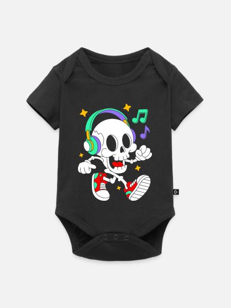 Music Loving Skeleton with Headphones - Baby Premium short-sleeve bodysuit - black