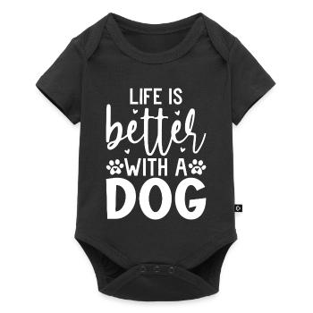 La vie est meilleure avec un design de citation pour chien - Body à manches courtes Premium Bébé - noir - Devant