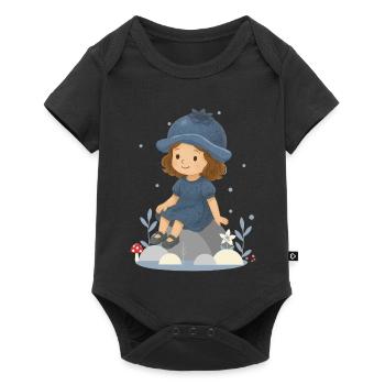 Jolie Illustration De Fille Myrtille - Body à manches courtes Premium Bébé - noir - Devant