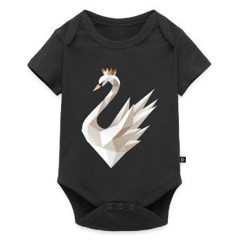 Cygne géométrique avec motif de couronne - Body à manches courtes Premium Bébé - noir - Devant