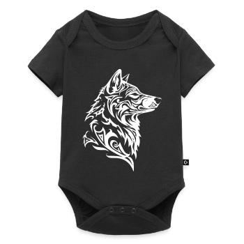 Nordic Wolf Tribal Wolf Head Tattoo - Baby Premium short-sleeve bodysuit - black - Front
