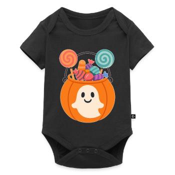Pumpkin with candy and ghost motifs - Baby Premium short-sleeve bodysuit - black - Front