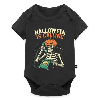 Squelette Halloween avec Citrouille - Body à manches courtes Premium Bébé - noir - Devant