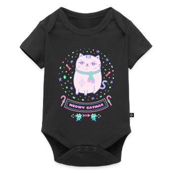 Meowy Catmas Pink Kawaii Christmas Cat - Baby Premium short-sleeve bodysuit - black - Front
