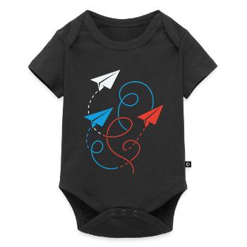avion en papier - Body à manches courtes Premium Bébé - noir - Devant