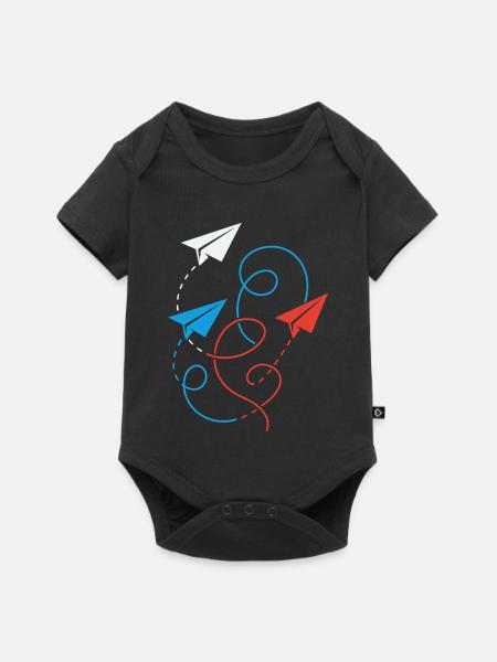 Papierflieger - Baby Premium Kurzarmbody - Schwarz
