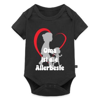 Grandma is the very best heart love Grandma with grandson - Baby Premium short-sleeve bodysuit - black - Front