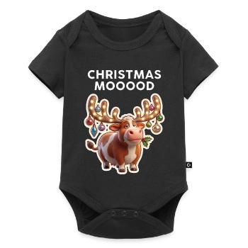 Christmas cow with glow ornaments - Baby Premium short-sleeve bodysuit - black - Front