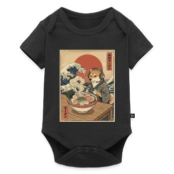 Kawaii Gamer Shiba Gaming avec un bol de ramen sucre - Body à manches courtes Premium Bébé - noir - Devant