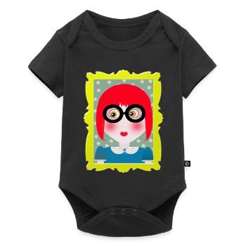 Retro Portrait Girl with Glasses - Baby Premium short-sleeve bodysuit - black - Front