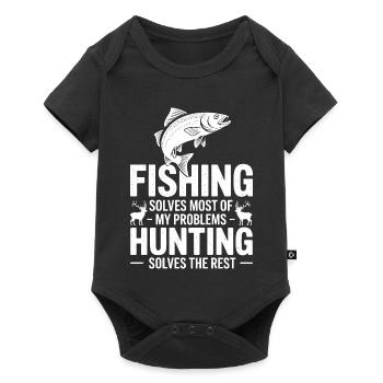 Fishing Solves Most Problems - Baby Premium short-sleeve bodysuit - black - Front