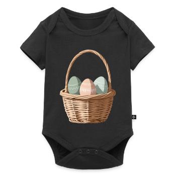 Œufs pastel dans un panier - Body à manches courtes Premium Bébé - noir - Devant