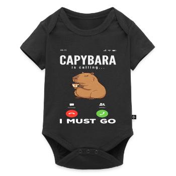Phone Call Calling Capybaras Cute - Baby Premium short-sleeve bodysuit - black - Front