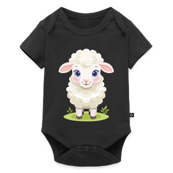 Kuschellamm auf grüner Weide - Baby Premium Kurzarmbody - Schwarz - Vorne