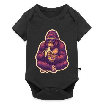 Gorilla with sunglasses eating banana - Baby Premium short-sleeve bodysuit - black - Front