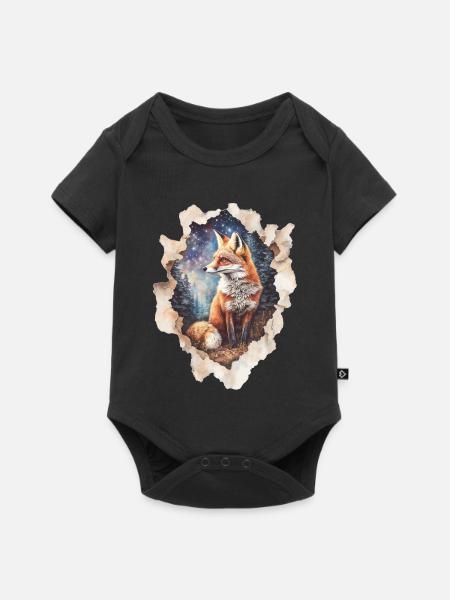 Fuchs Sternenhimmel - Baby Premium Kurzarmbody - Schwarz