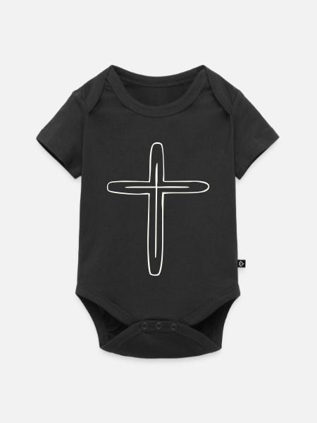 Kreuz - Baby Premium Kurzarmbody - Schwarz