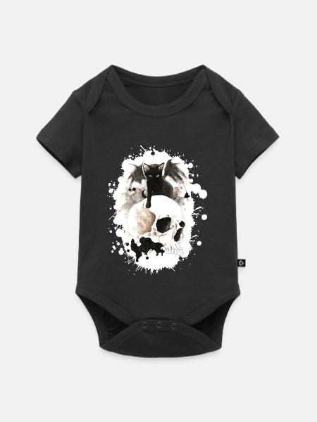 Hexenkatze auf Schädel - Baby Premium Kurzarmbody - Schwarz