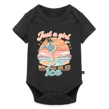 Patinage artistique rétro : juste une fille qui aime la glace - Body à manches courtes Premium Bébé - noir - Devant