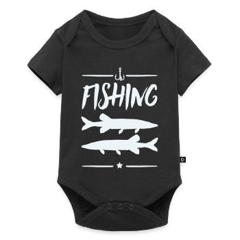 Motif du pêcheur : Silhouettes de pêche - Body à manches courtes Premium Bébé - noir - Devant