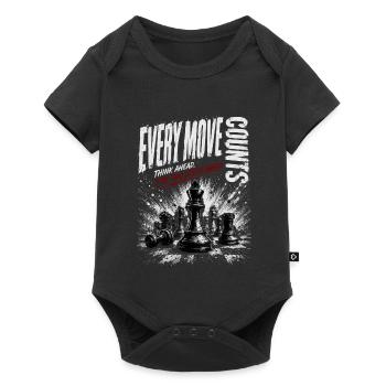 Jede Bewegung Zählt: Schach Grunge - Baby Premium Kurzarmbody - Schwarz - Vorne