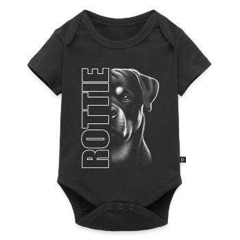 Portrait du rottweiler avec lettres ROTTIE - Body à manches courtes Premium Bébé - noir - Devant