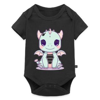 Mint dragon with wings - Baby Premium short-sleeve bodysuit - black - Front