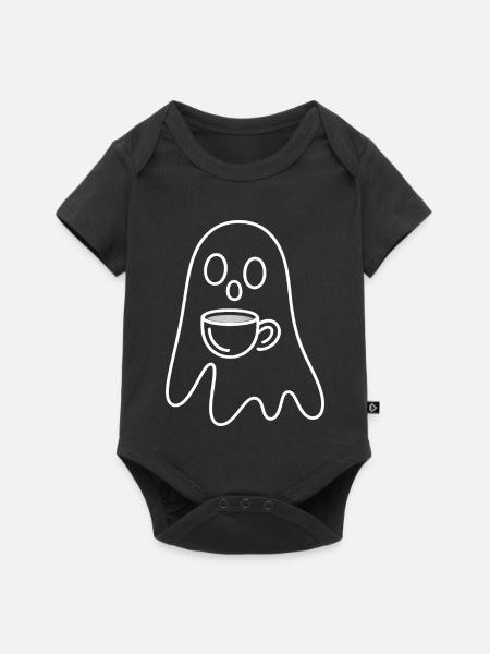 Geist mit Kaffeetasse - Baby Premium Kurzarmbody - Schwarz