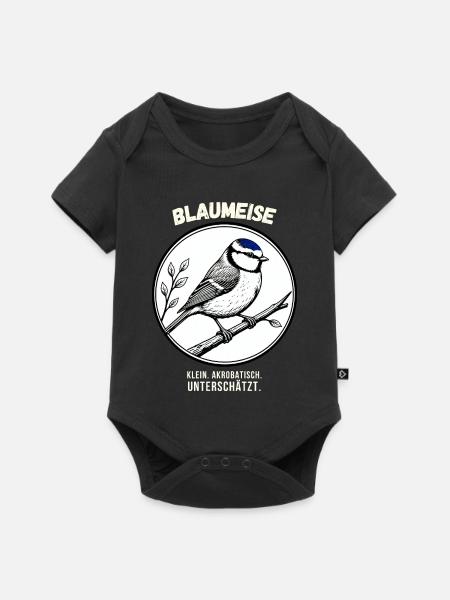 Blaumeise – Kleiner Vogel, großer Charakter - Baby Premium Kurzarmbody - Schwarz
