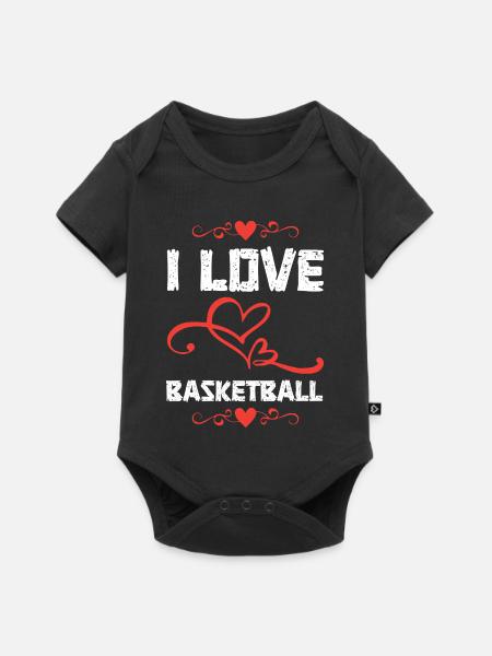 Ich liebe Basketball Herzen - Baby Premium Kurzarmbody - Schwarz