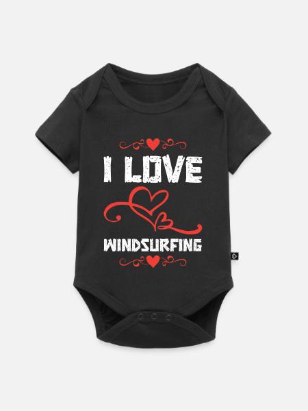 Love Windsurfing Hearts - Baby Premium Kurzarmbody - Schwarz