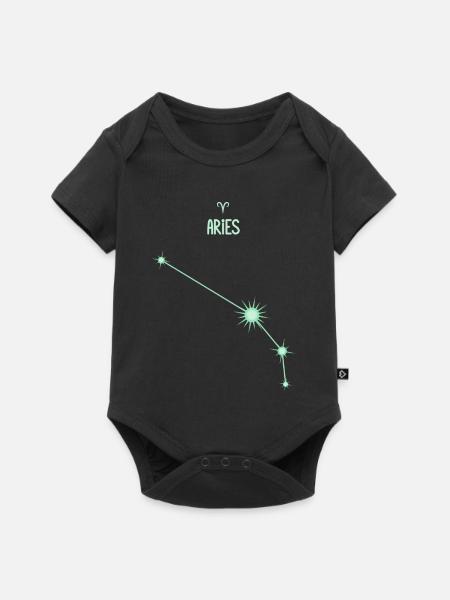 Widder, Sternstern, Sternbild Pastellgrün - Baby Premium Kurzarmbody - Schwarz