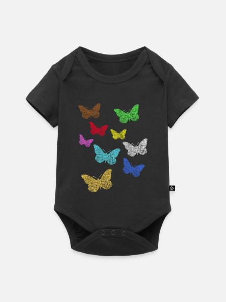 Neon Schmetterlinge - Baby Premium Kurzarmbody - Schwarz