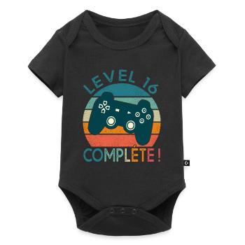 Level 16 cadeau jeux vidéo Anniversaire 16 ans - Body à manches courtes Premium Bébé - noir - Devant