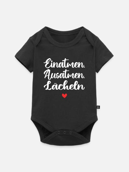 Einatmen. Ausatmen. Lächeln - Baby Premium Kurzarmbody - Schwarz