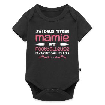 Zwei Titel Oma Fußballer, Großmutter, Fußball - Baby Premium Kurzarmbody - Schwarz - Vorne