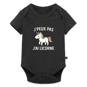 j’peux pas j’ai licorne - Body à manches courtes Premium Bébé - noir - Devant