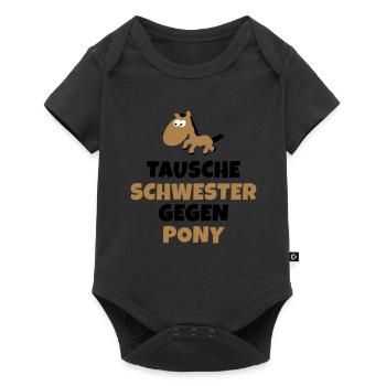 Tausche Schwester gegen Pony - Baby Premium Kurzarmbody - Schwarz - Vorne