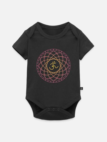 Heilige Geometrie mit Om Symbol - Baby Premium Kurzarmbody - Schwarz
