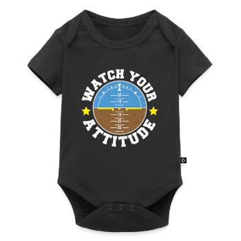 Watch Your Attitude - Pilot - Baby Premium Kurzarmbody - Schwarz - Vorne