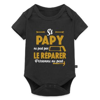 Si Papy Ne Peut Pas Le Réparer Personne Ne Peut - Body à manches courtes Premium Bébé - noir - Devant