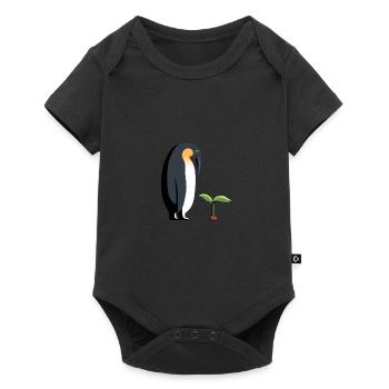 Penguin with plant - Baby Premium short-sleeve bodysuit - black - Front