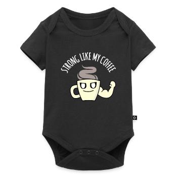Fort comme mon café : Drôle de jeu de mots sur le café, humour - Body à manches courtes Premium Bébé - noir - Devant