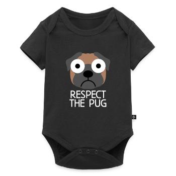 Respektiere den Mops: Mops Hund Zitat - Baby Premium Kurzarmbody - Schwarz - Vorne